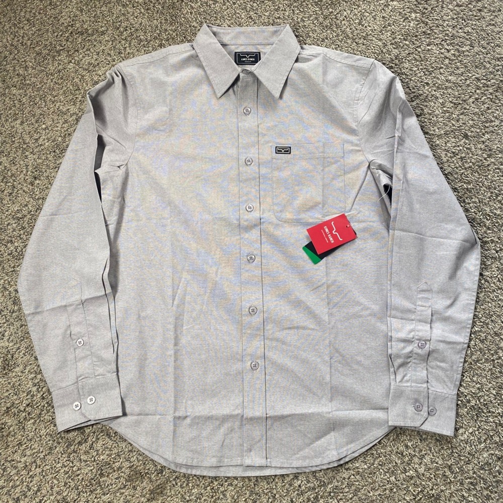 Kimes Ranch Button Up Mens Medium Grey Linville LS Western Coolmax EcoMade Shirt